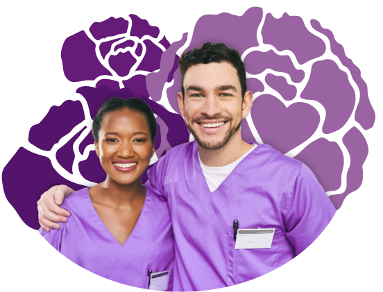 Two nurses with arm around the other